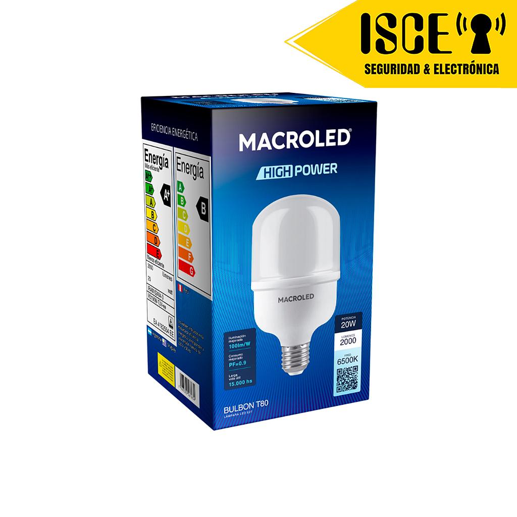 MACROLED BOMBILLA LED ALTA POTENCIA 20W E27 AC180-240V LUZ FRIA 6500K