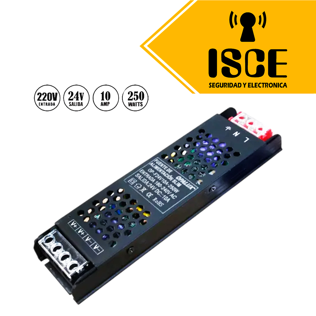 OPALUX FUENTE DE PODER SLIM 250W/24V 10A NEGRO