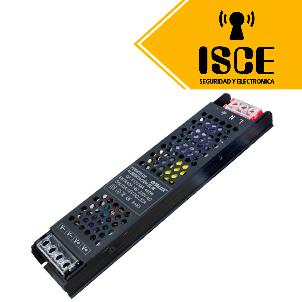 OPALUX FUENTE DE PODER SLIM 400W 12V 32A NEGRO 24X5X2.5CM