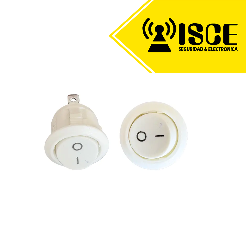 SWITCH BOTON ON/OFF 250V/6AMP 2 PINES COLOR BLANCO