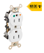 LEVITON TOMA DOBLE EMPOTRABLE G/HOSPITALARIO TIERRA AISLADA 15A 125V BLANCO