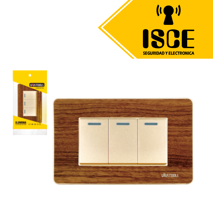 UYUSTOOLS CONMUTADOR EMPOTRABLE TRIPLE MADERA