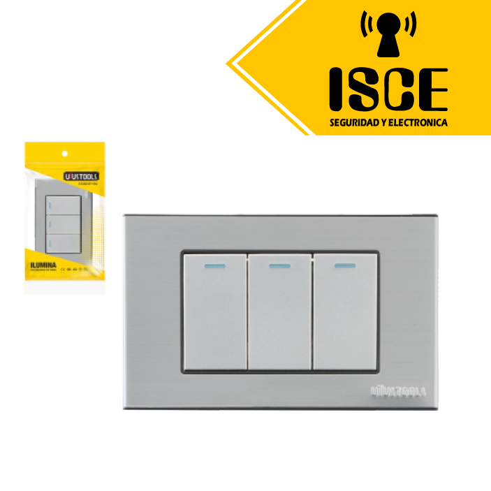 UYUSTOOLS INTERRUPTOR EMPOTRABLE TRIPLE ACERO INOX