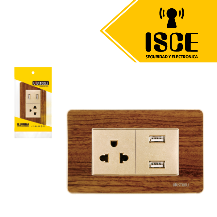 UYUSTOOLS TOMACORRIENTE CON USB MADERA