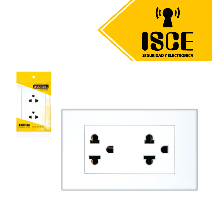 UYUSTOOLS TOMACORRIENTE EMPOTRABLE DOBLE C/TIERRA PC-BLANCA