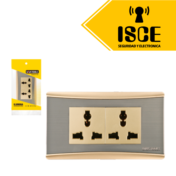 UYUSTOOLS TOMACORRIENTE EMPOTRABLE DOBLE MULTIUSO DORADO