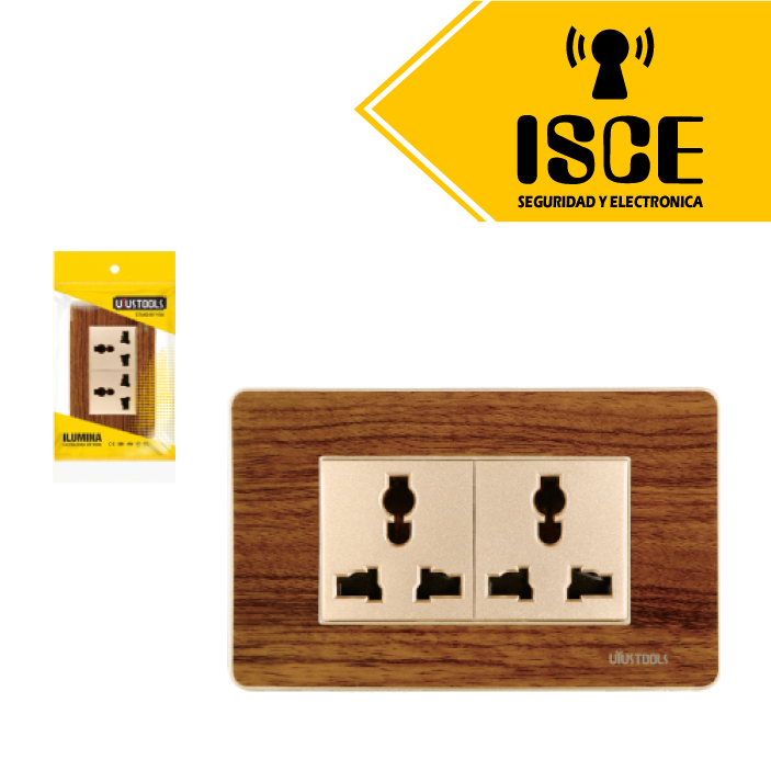 UYUSTOOLS TOMACORRIENTE EMPOTRABLE DOBLE MULTIUSO MADERA