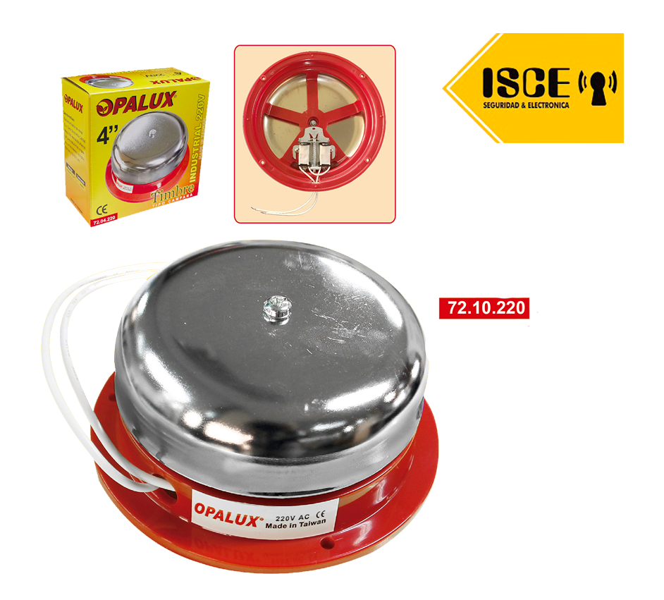 OPALUX TIMBRE REDONDO INDUSTRIAL 10" METAL 220V AC
