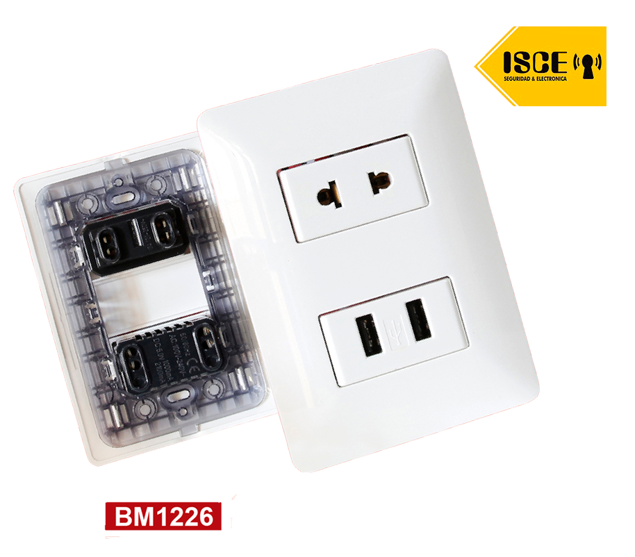 OPALUX TOMACORRIENTE 2 P TIPO  UNIVERSAL MAS 2 ENTRADAS USB