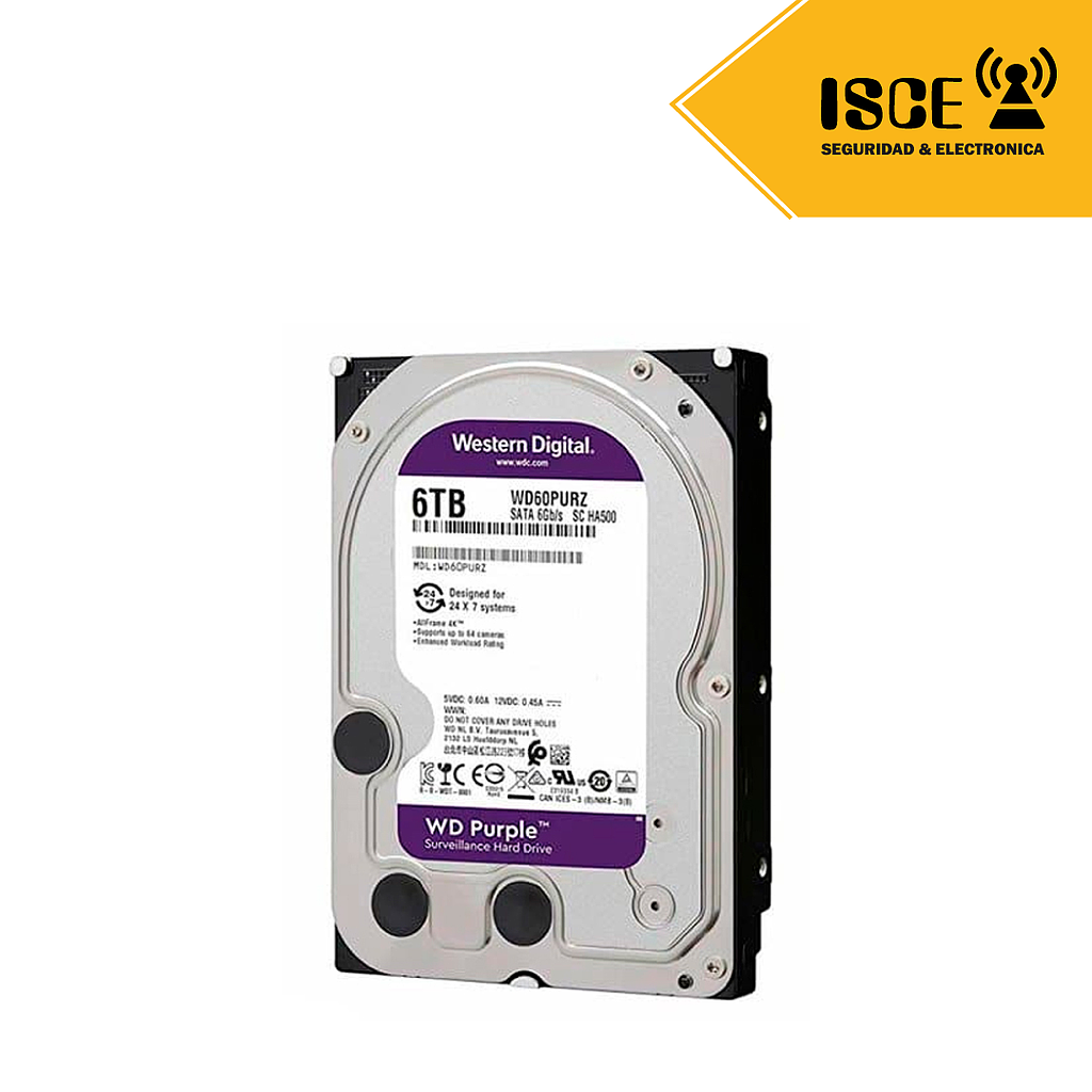 WESTERN DIGITAL DISCO DURO PURPURA 6TB SATA 6Gbps 5400RPM 64MB 3.5".