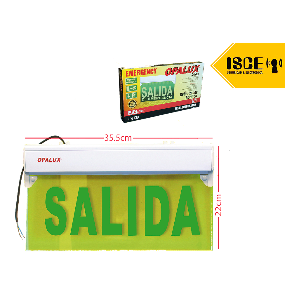 OPALUX SEÑALIZADOR DE EMERGENCIA ACRILICO TRANSPARENTE