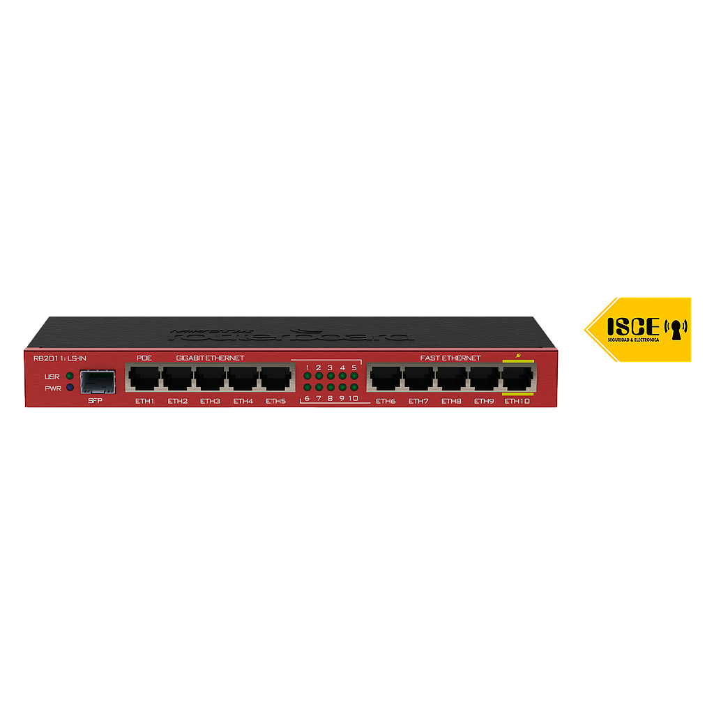 MIKROTIK ROUTERBOARD 2011ILS 64MB RAM, 1XSFP, 5XLAN, 5XGBIT LAN, ROUTEROS L4, DESKTOP CASE, PSU