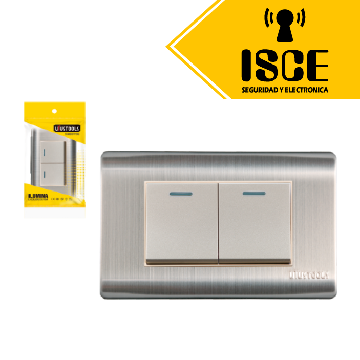 UYUSTOOLS CONMUTADOR EMPOTRABLE DOBLE ACERO INOX C/CURVA