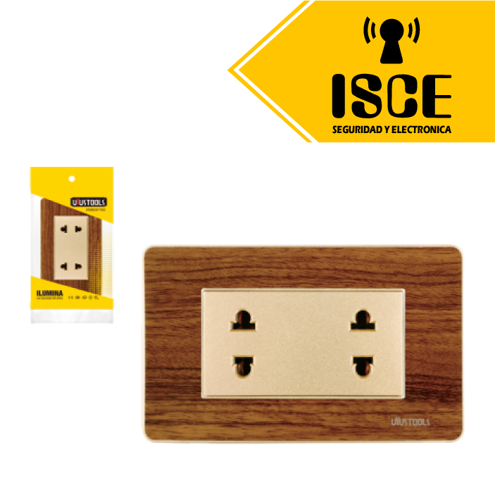 UYUSTOOLS TOMACORRIENTE EMPOTRABLE DOBLE  MADERA 