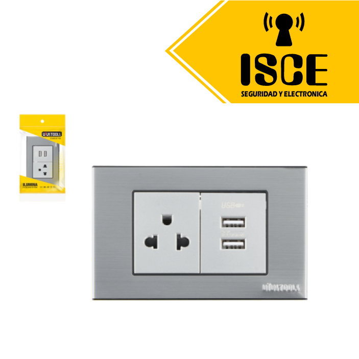 UYUSTOOLS TOMACORRIENTE CON USB ACERO INOX