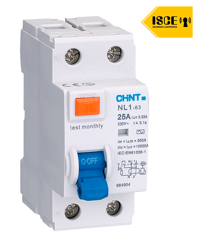 CHINT INTERRUPTOR DIFERENCIAL NL1 2P 25A 30MA AC TYPE 6KA