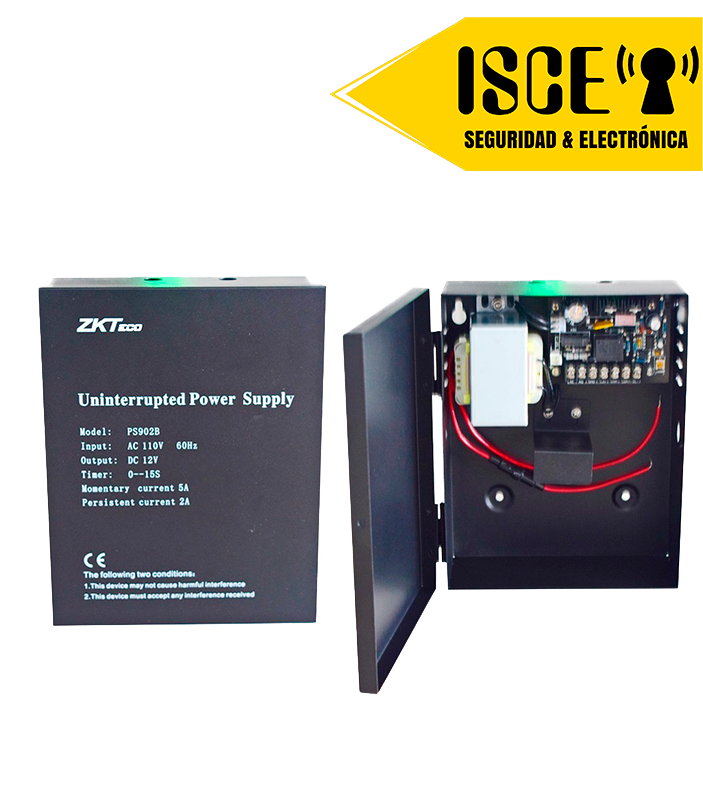 ZKTECO FUENTE DE ALIMENTACION PARA RESPALDO 220V AC 50HZ 12V DC 5A-2A