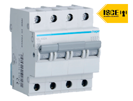 HAGER INTERRUPTOR AUTOMATICO TERMOMAGNETICO C 4X32 AMP 6KA 415V/20KA/230V IEC 60898 / IEC 60947-2 ACC