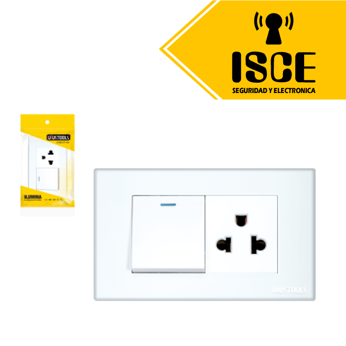 UYUSTOOLS TOMACORRIENTE EMPOTRABLE SIMPLE ACERO INOX C/CURVA