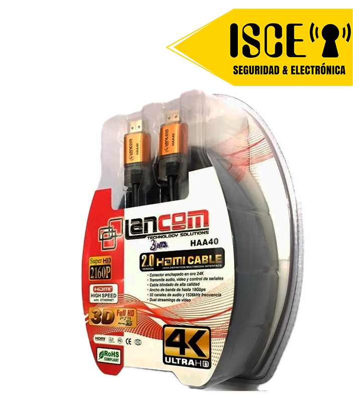 LANCOM CABLE HDMI 3M (30AWG) METAL NEGRO MALLA