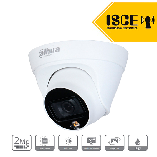 DAHUA DOMO INTERIOR FULL-COLOR 2 MP H.265+ DWDR LED 15M IP67 PoE