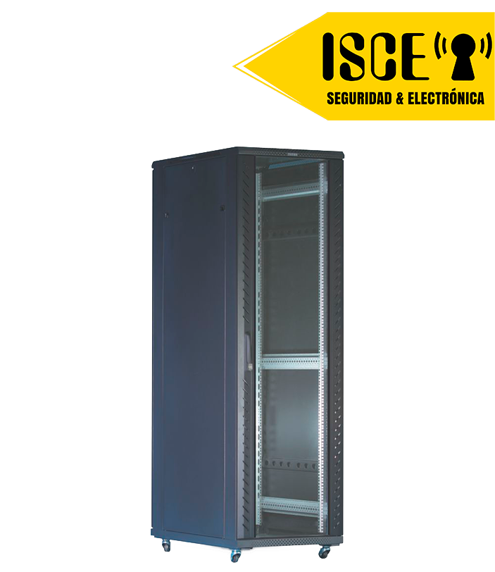 DATA PRINSS GABINETE DE PISO DE 42RU PUERTA DELANTERA DE VIDRIO Y POSTERIOR MICROPERFORADA 600X800X2010