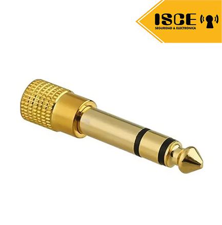 ADAPTADOR JACK 6.3MM A PLUG 3.5MM STEREO METAL DORADO