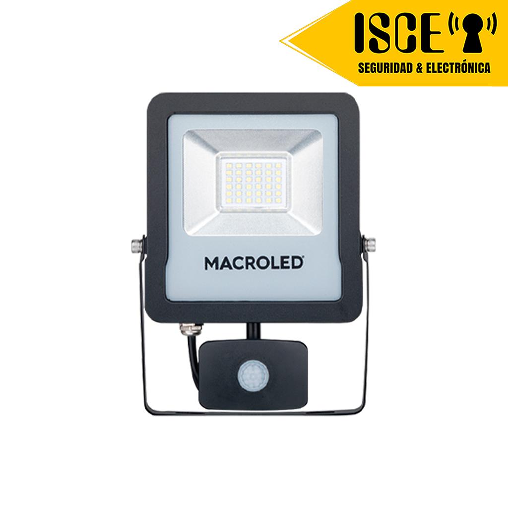 MACROLED REFLECTOR LED CON SENSOR DE MOVIMIENTO 30W LUZ FRIA 6500K