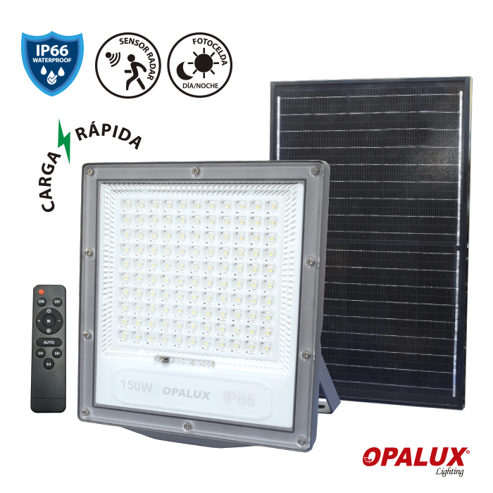 OPALUX REFLECTOR LED CON PANEL SOLAR 150W 1500LM