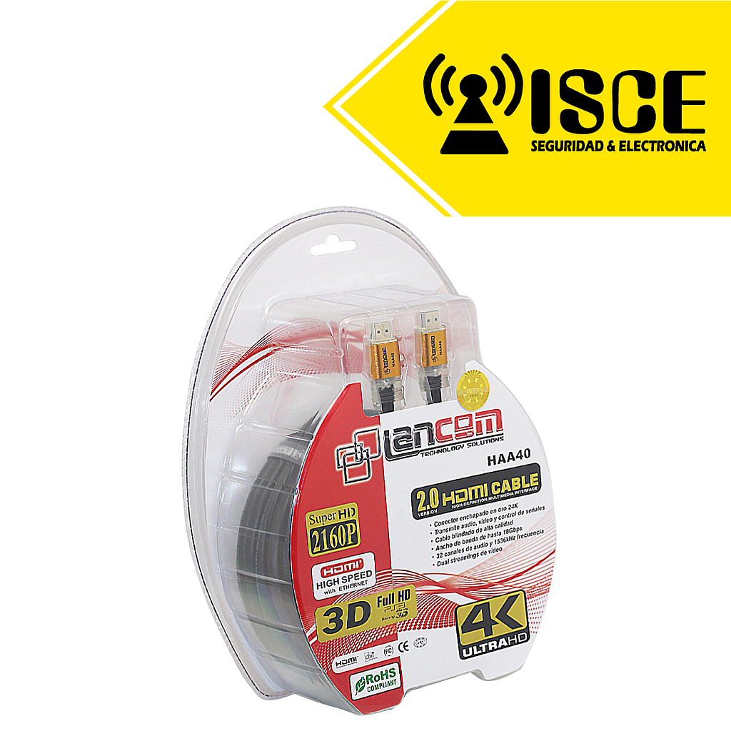 LANCOM CABLE HDMI 10M 26AWG METAL DORADO FERRITA