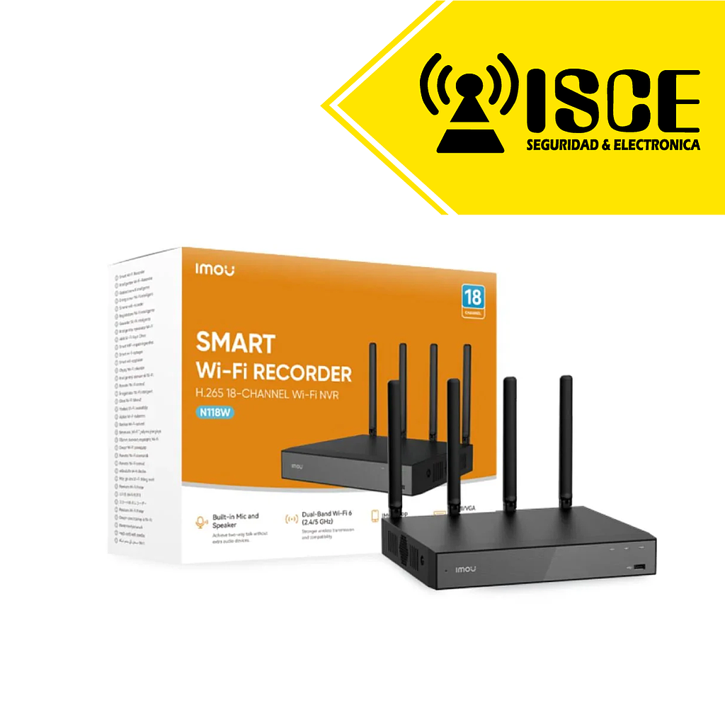 NVR IMOU 18 CANALES WIFI 2.4/5GHz MAX RESOLUCION 4K USB ETHERNET HDMI VGA H265/H.264 1HDD