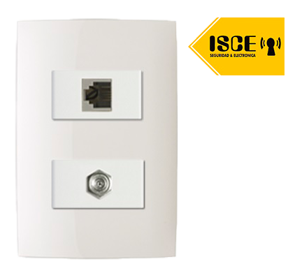 LEVITON TOMA SIMPLE CON MODULO RJ11 CAT3 C/PLACA CIEN BLANCA