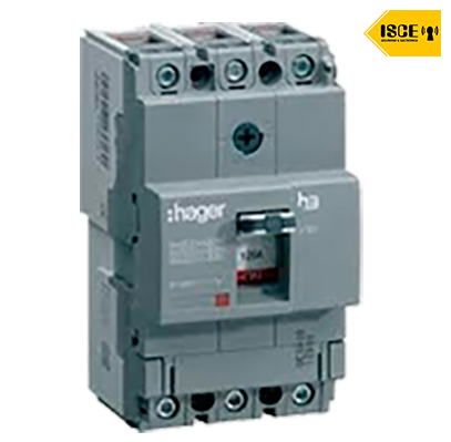 HAGER CAJA MOLDEADA INTERRUPTOR AUTOMATICO X160 3X160 AMP TF/MF 25KA 230V. IEC-60947-2