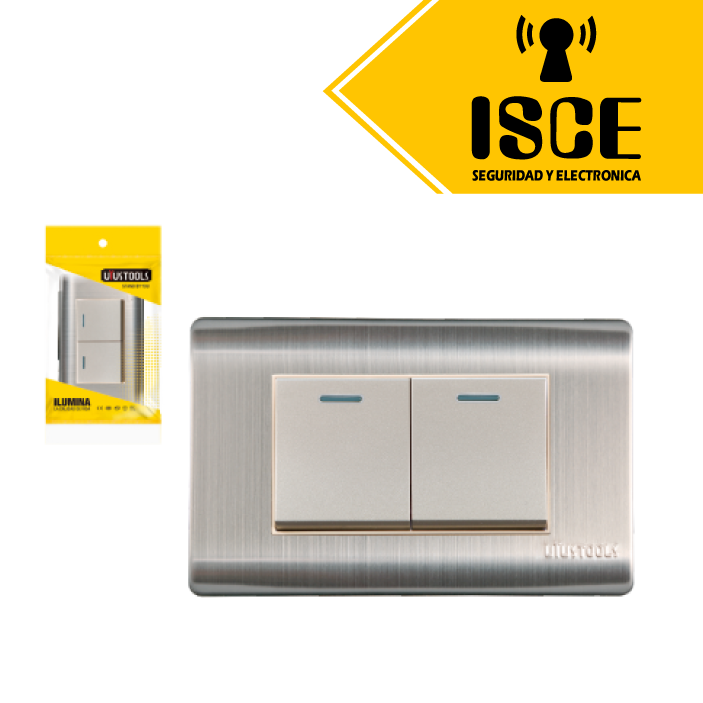 UYUSTOOLS INTERRUPTOR EMPOTRABLE DOBLE ACERO INOX
