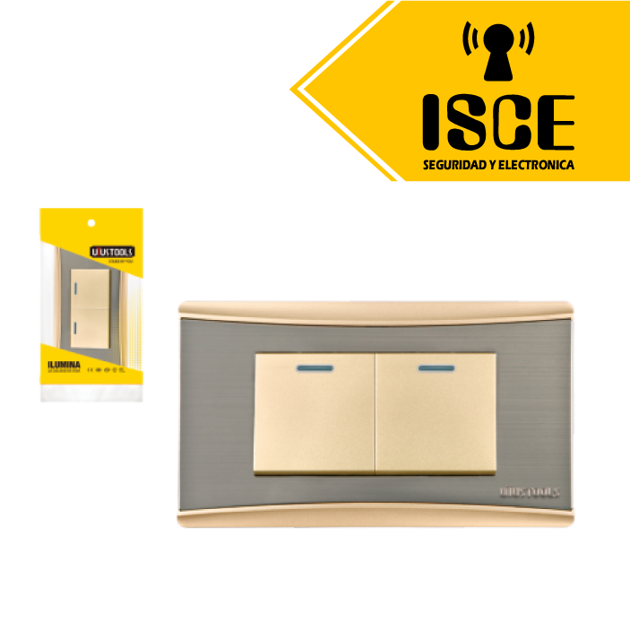 UYUSTOOLS INTERRUPTOR EMPOTRABLE DOBLE DORADO