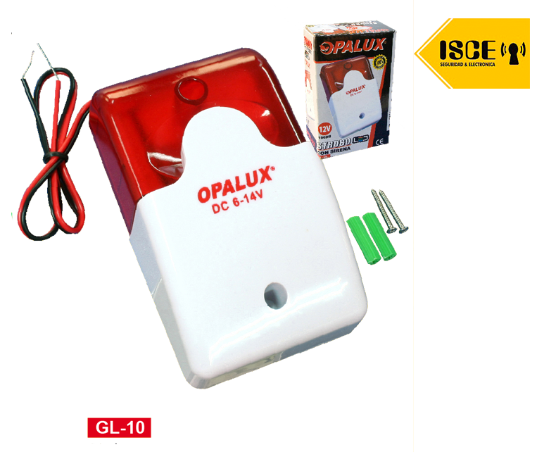 OPALUX STROBO CON SIRENA 300 MA 6V-14VDC RED-BLANCO