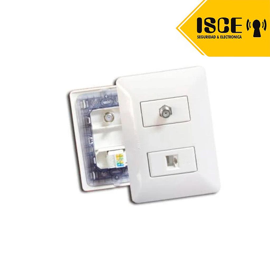 OPALUX PLACA DE PARED COAXIAL Y RED CAT 5 MASTER 120