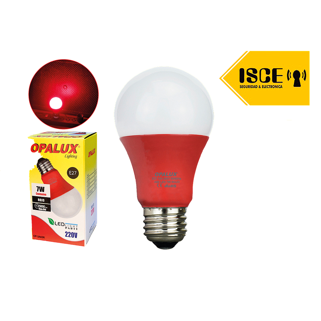 OPALUX FOCO LED LUZ ROJA 7W E27 100-240VAC 50/60HZ