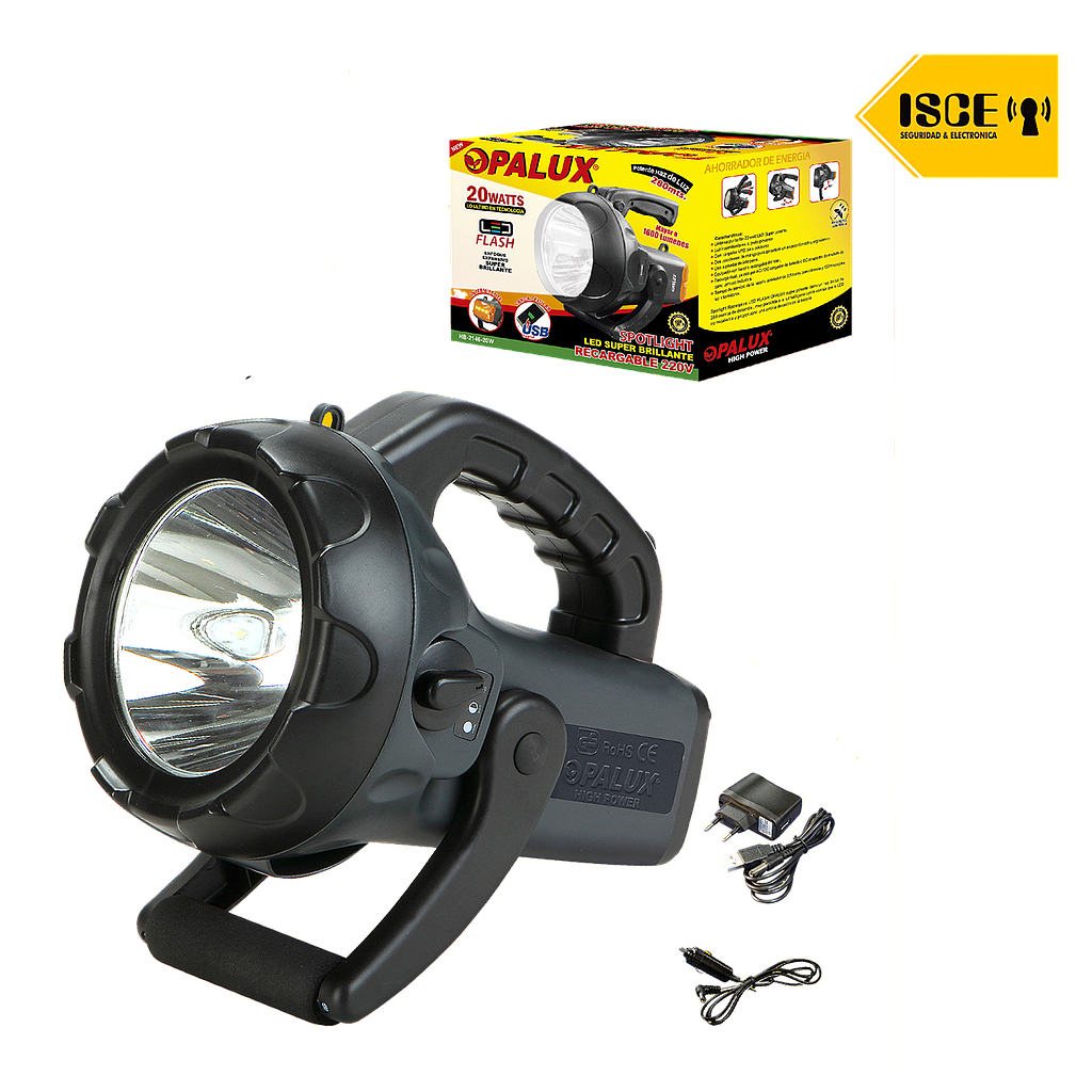 OPALUX LINTERNA LED 10W NEGRO, ADAPTADOR 220V