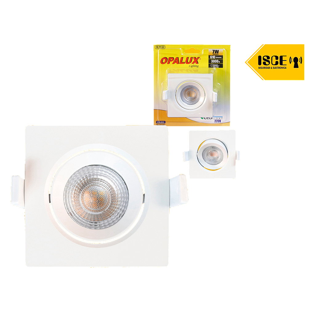 OPALUX SPOT LIGHT LED 7W 610LM 6500K 36° DE ILUMINACION CUADRADO CALIDO