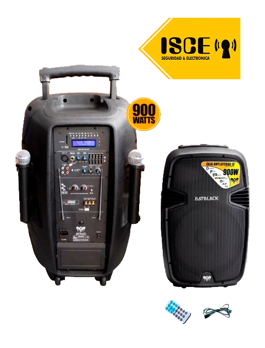 BATBLACK CAJA AMPLIFICADA 900W 220V 15&quot; C/LUZ LED