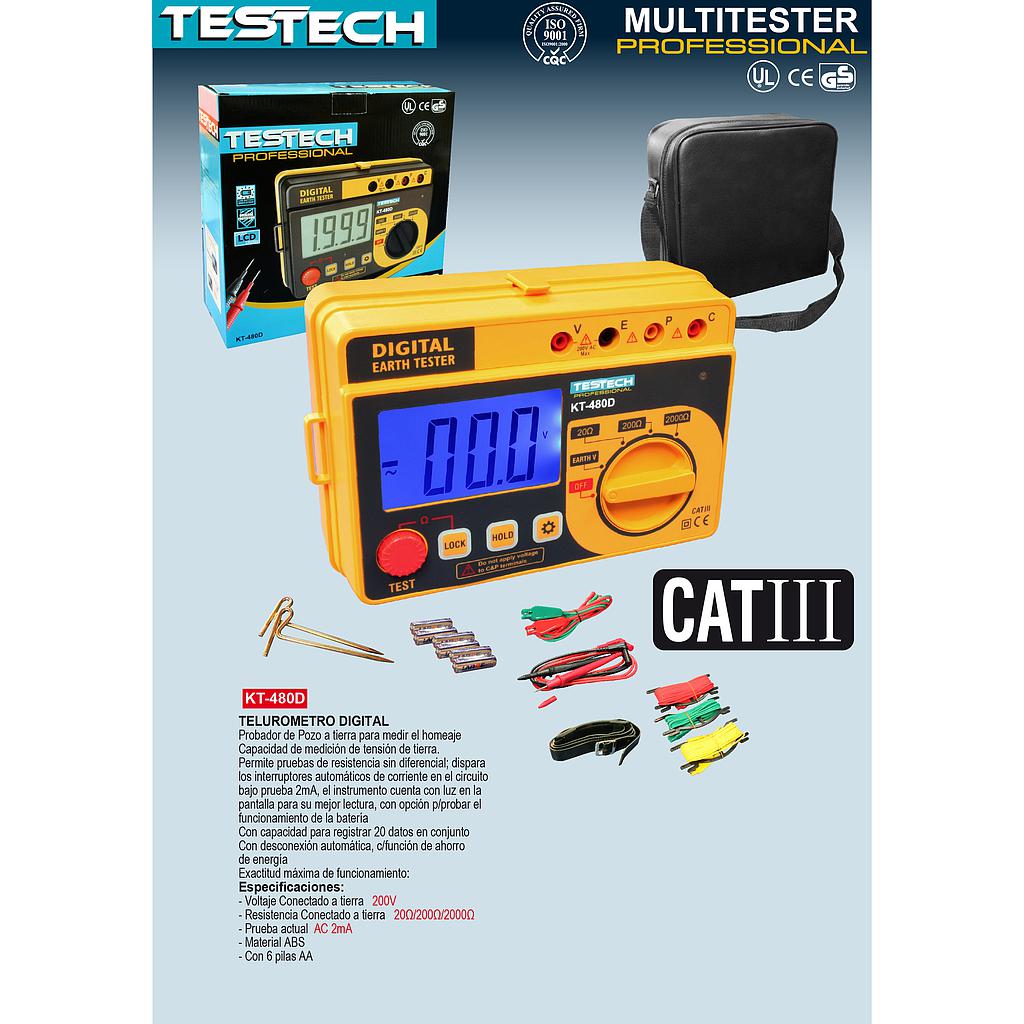 TESTECH TELUROMETRO (20-20000HM) P/MEDICION DE POZO A TIERRA