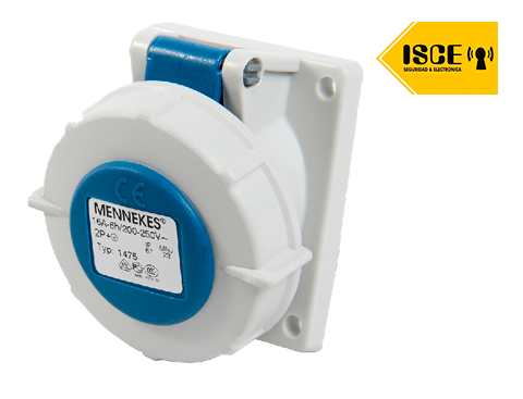 MENNEKES TOMA EMPOTRABLE 16AMP 2P+T 250V AZUL 6H IP67