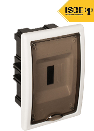 SOLERA TABLERO RIEL DIN EMPOTRABLE LIBRE DE HALOGENO 4 POLOS PUERTA FUME A/V IP40 IK07