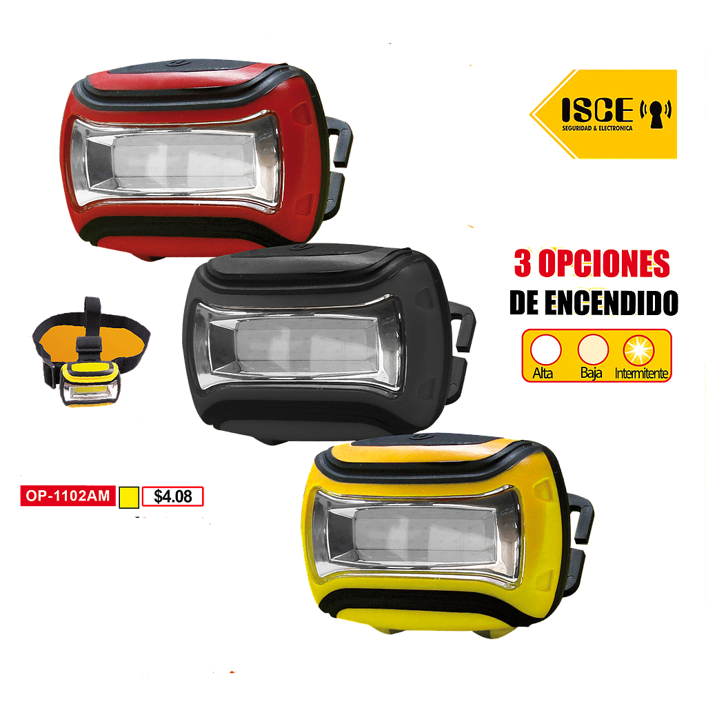 OPALUX LINTERNA FRONTAL 3W LED COB 200LM 4.5VDC AMARILLO