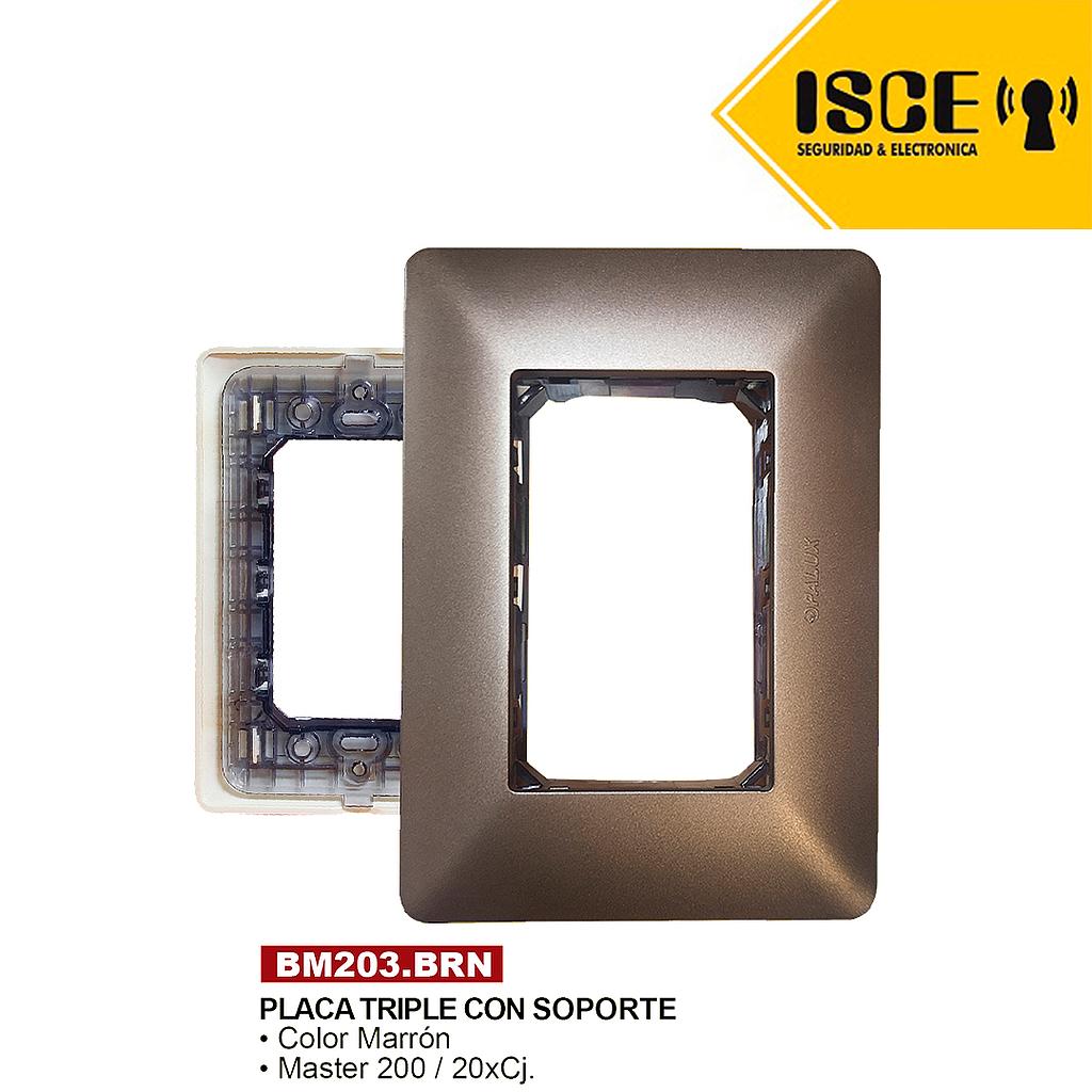 OPALUX PLACA TRIPLE CON SOPORTE MARRON MASTER 200