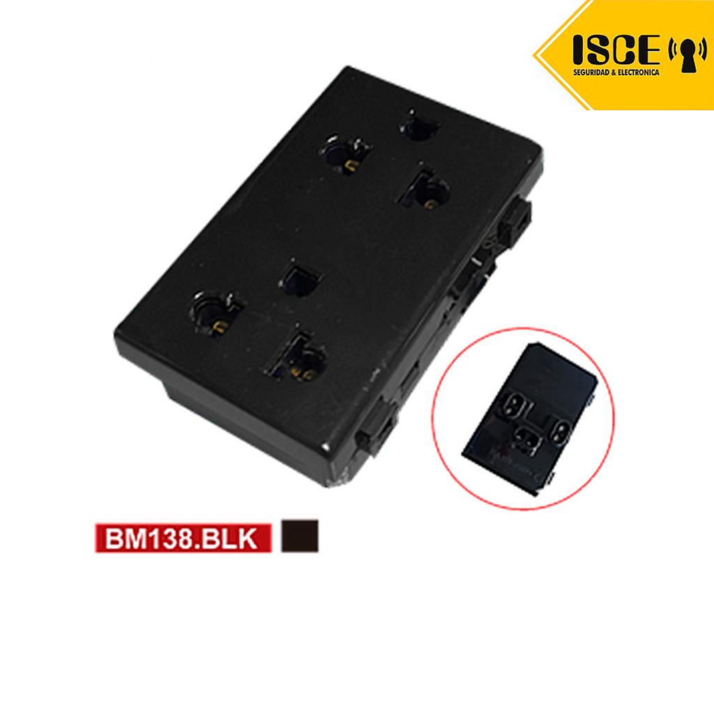 OPALUX DADO TOMA DOBLE UNIVERSAL C/LINEA TIERRA 15 AMP NEGRO