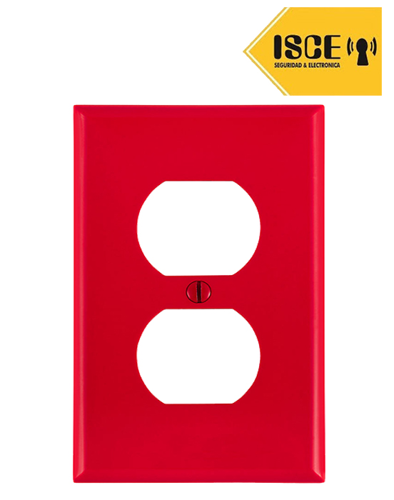 LEVITON PLACA DOBLE NYLON P/TOMACORRIENTE ROJO