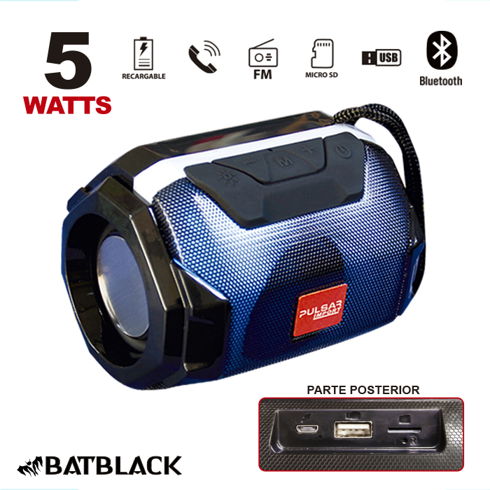 BATBLACK PARLANTE 5W C/BT/ENTRADA USB NEGRO