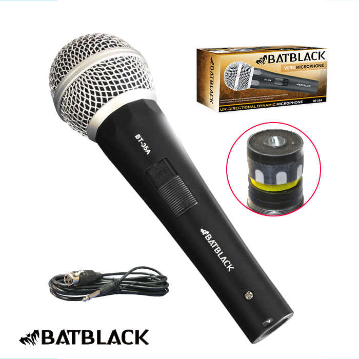 BATBLACK MICROFONO ALAMBRICO UNI DIRECCIONAL DINAMICO C/SWITHC CABLE 5MTS PLUG -CANNON